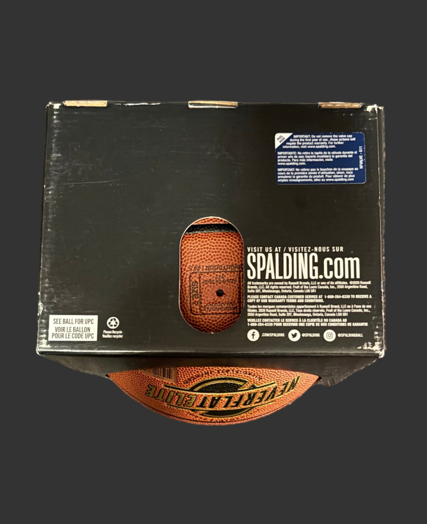 Official Sized Spalding NeverFlat Elite Indoor/Outdoor Basketball