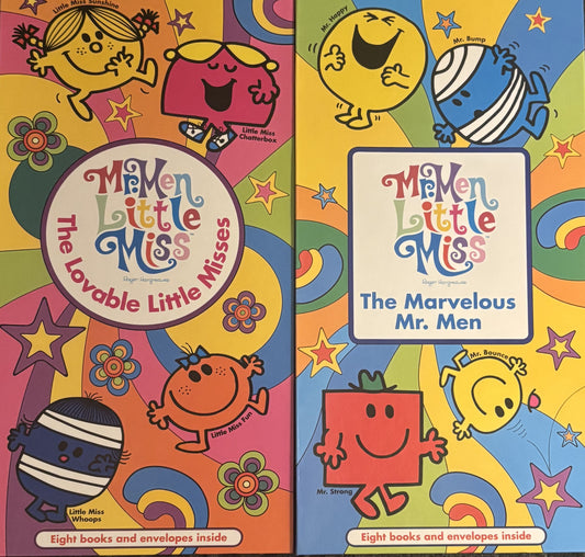 Mr. Men Little Miss durable Box Sets containing 16 paperback classics, 8 each of The Lovable Little Misses and The Marvelous Mr. Men ANDo