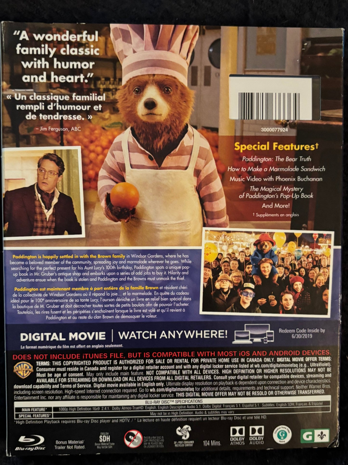 Paddington 2 Blu-Ray, DVD + Digital Download like new