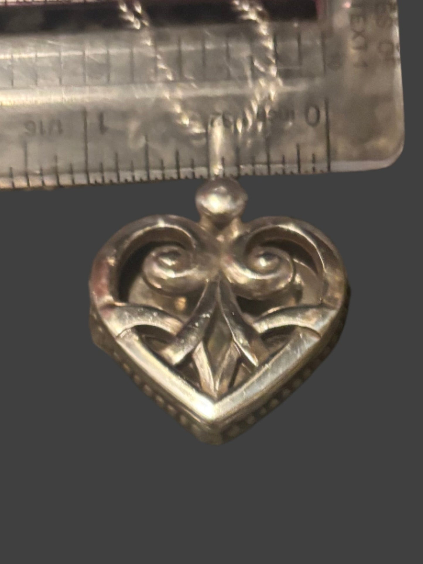 Brighton Silver Heart Locket Reversible Slide-Open 1" Pendant on Long beautiful Twisted 32-34" Twisted Chain with Lobster Clasp extended chain with heart