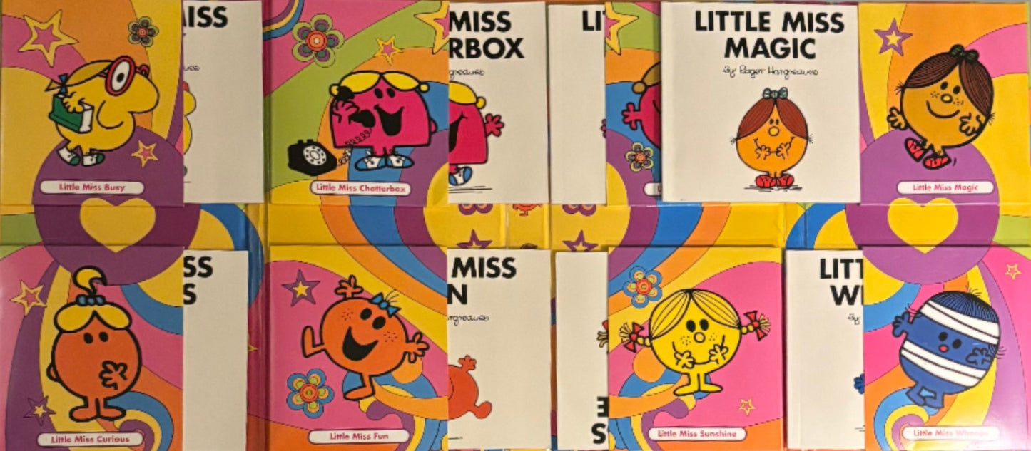 Mr. Men Little Miss durable Box Sets containing 16 paperback classics, 8 each of The Lovable Little Misses and The Marvelous Mr. Men ANDo